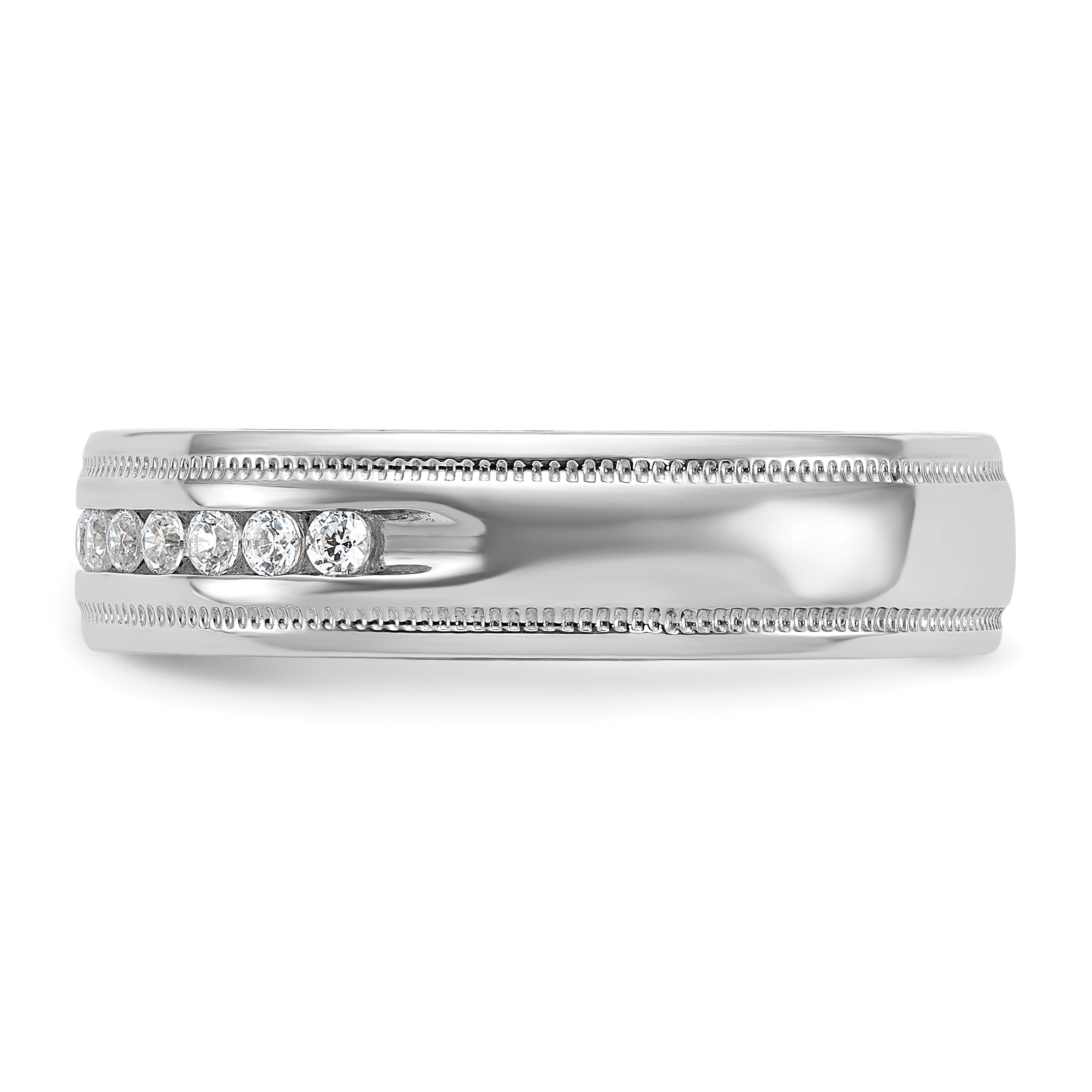 14k White Gold Men's Polished and Milgrain 11-Stone Ring Mounting, Mounting Only Secondary image