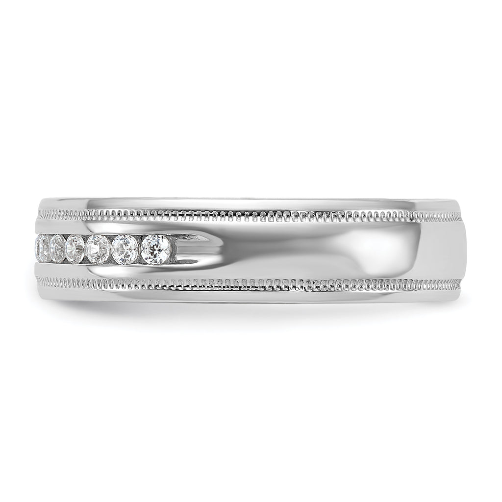 14k White Gold Men's Polished and Milgrain 11-Stone Ring Mounting, Mounting Only - Sophia Jewelers