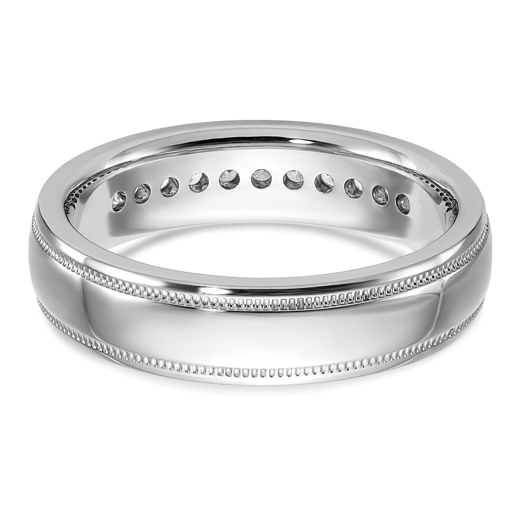 14k White Gold Men's Polished and Milgrain 11-Stone 1/4 Carat AA Quality Diamond Ring - Sophia Jewelers