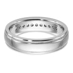 14k White Gold Men's Polished and Milgrain 11-Stone 1/4 Carat AA Quality Diamond Ring - Sophia Jewelers