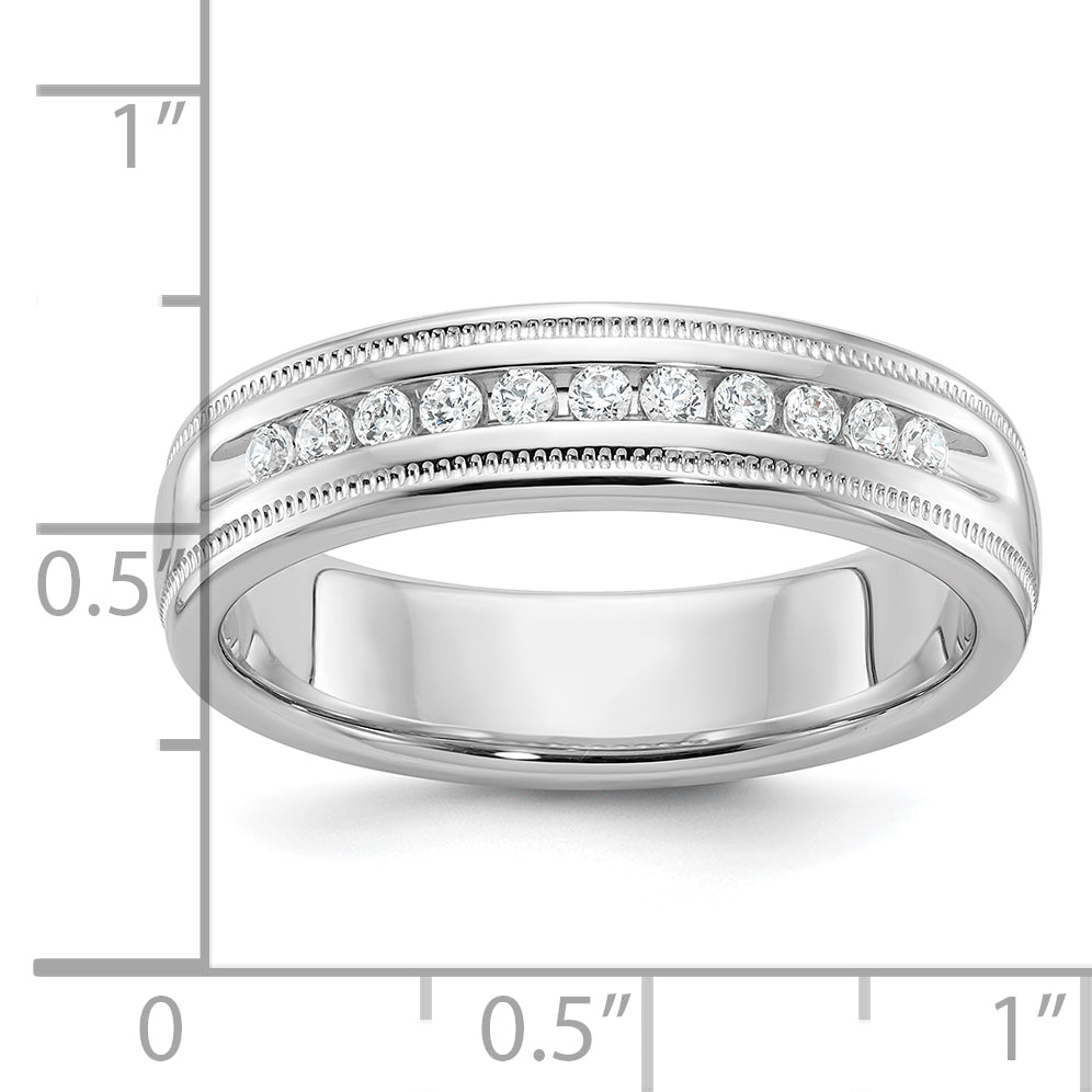 14k White Gold Men's Polished and Milgrain 11-Stone 1/4 Carat AA Quality Diamond Ring - Sophia Jewelers