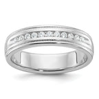 14k White Gold Men's Polished and Milgrain 11-Stone Ring Mounting, Mounting Only - Sophia Jewelers