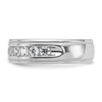 14k White Gold Men's Polished and Milgrain 11-Stone 1 Carat AA Quality Diamond Ring - Sophia Jewelers