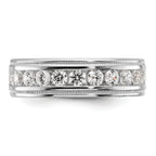 14k White Gold Polished and Miligrain Eleven Stone Men's Ring Mounting, Mounting Only - Sophia Jewelers