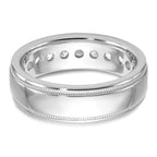14k White Gold Polished and Miligrain Eleven Stone Men's Ring Mounting, Mounting Only - Sophia Jewelers