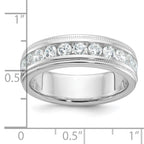 14k White Gold Men's Polished and Milgrain 11-Stone 1 Carat AA Quality Diamond Ring - Sophia Jewelers
