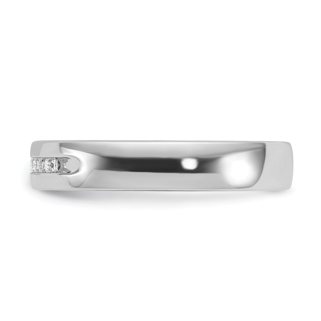 14k White Gold Men's Polished and Grooved Square 10-Stone Ring Mounting, Mounting Only - Sophia Jewelers