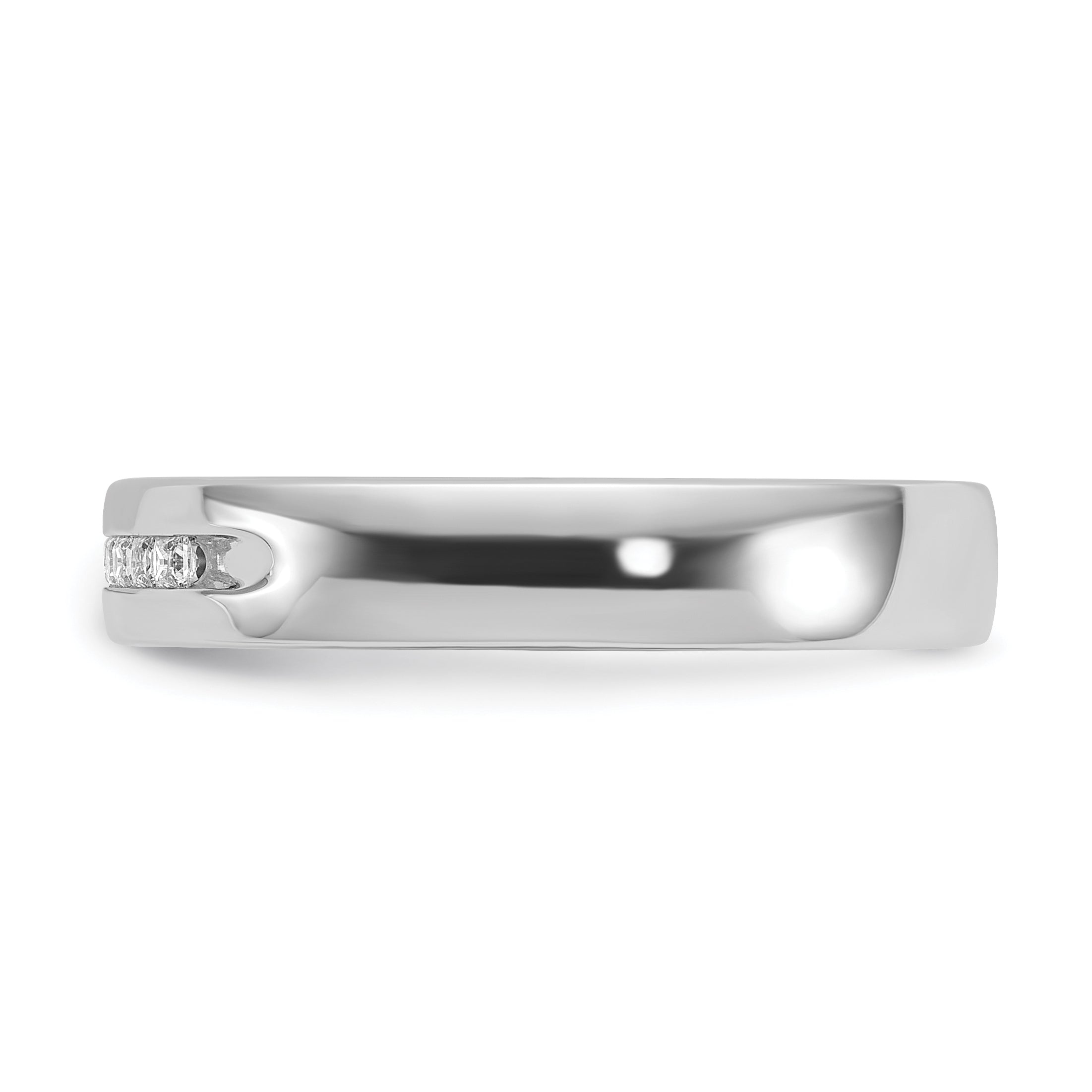14k White Gold Men's Polished and Grooved Square 10-Stone Ring Mounting, Mounting Only - Sophia Jewelers
