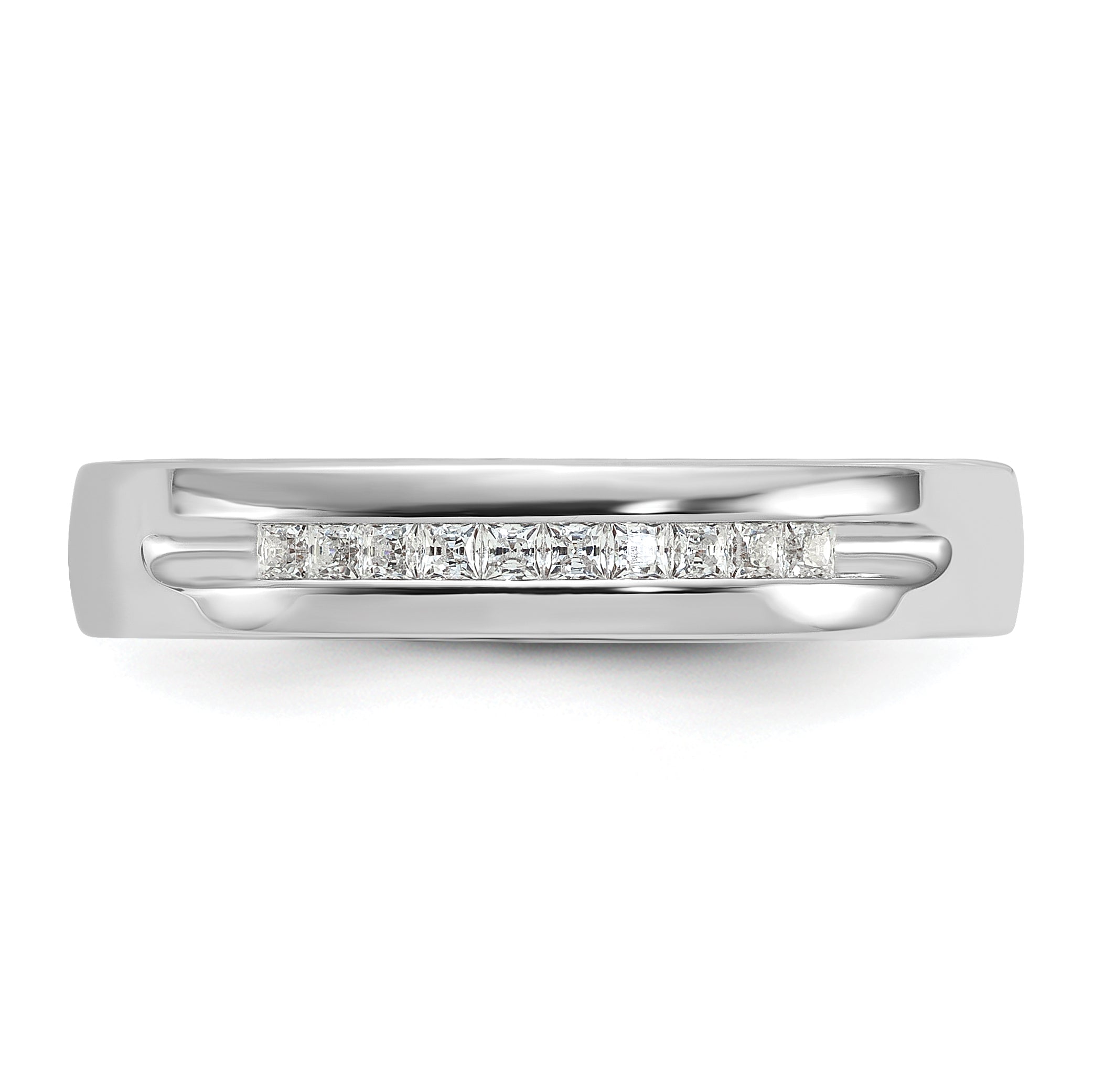 14k White Gold Men's Polished and Grooved Square 10-Stone Ring Mounting, Mounting Only - Sophia Jewelers