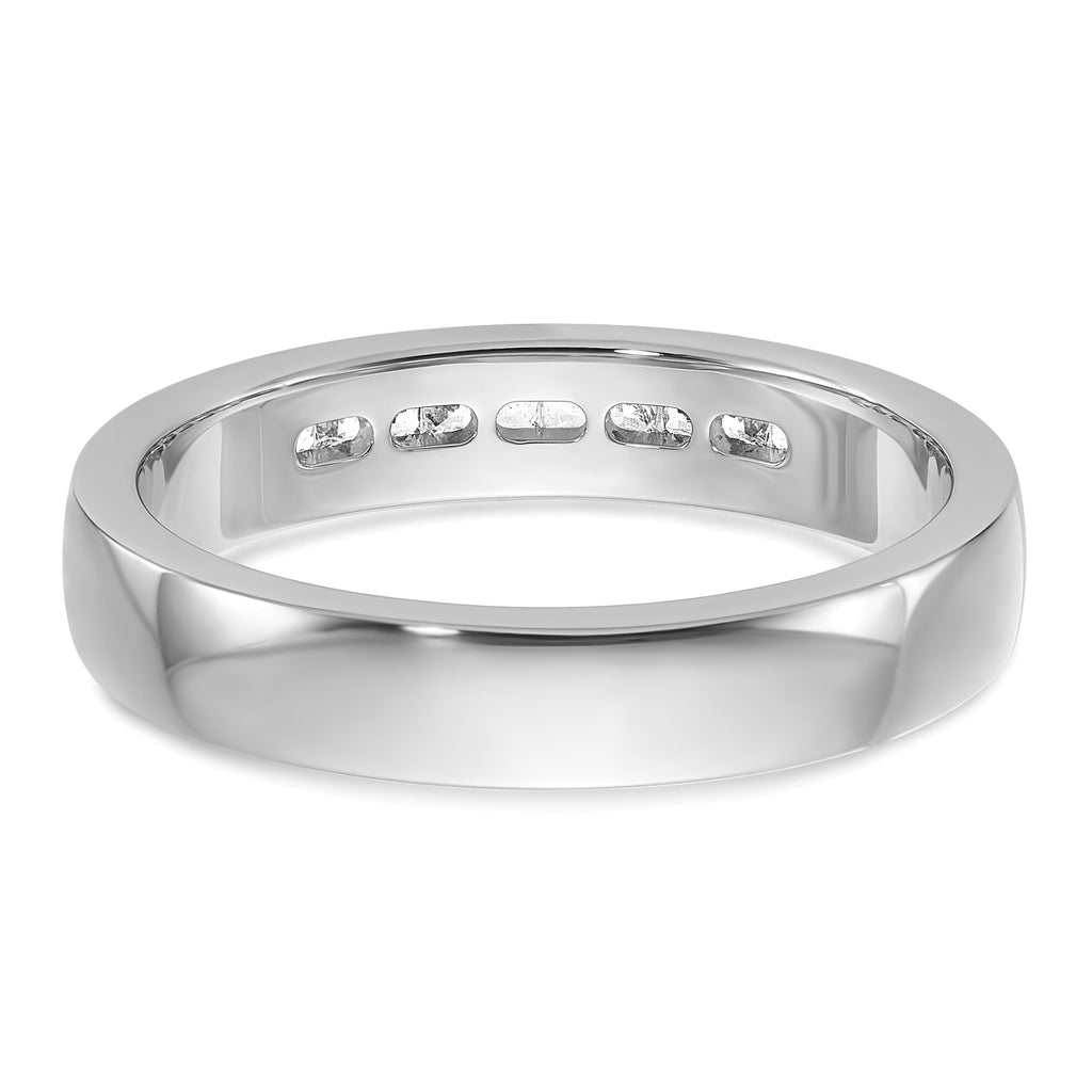 14k White Gold Men's Polished and Grooved Square 10-Stone 1/4 Carat AA Quality Diamond Ring - Sophia Jewelers