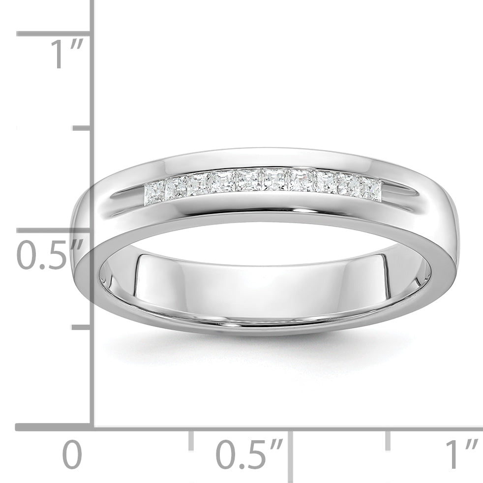14k White Gold Men's Polished and Grooved Square 10-Stone 1/4 Carat AA Quality Diamond Ring - Sophia Jewelers