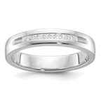 14k White Gold Men's Polished and Grooved Square 10-Stone Ring Mounting, Mounting Only - Sophia Jewelers
