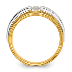 14k Two-tone Men's Polished and Satin 1/5 Carat Lab Grown Diamond Solitaire Ring - Sophia Jewelers