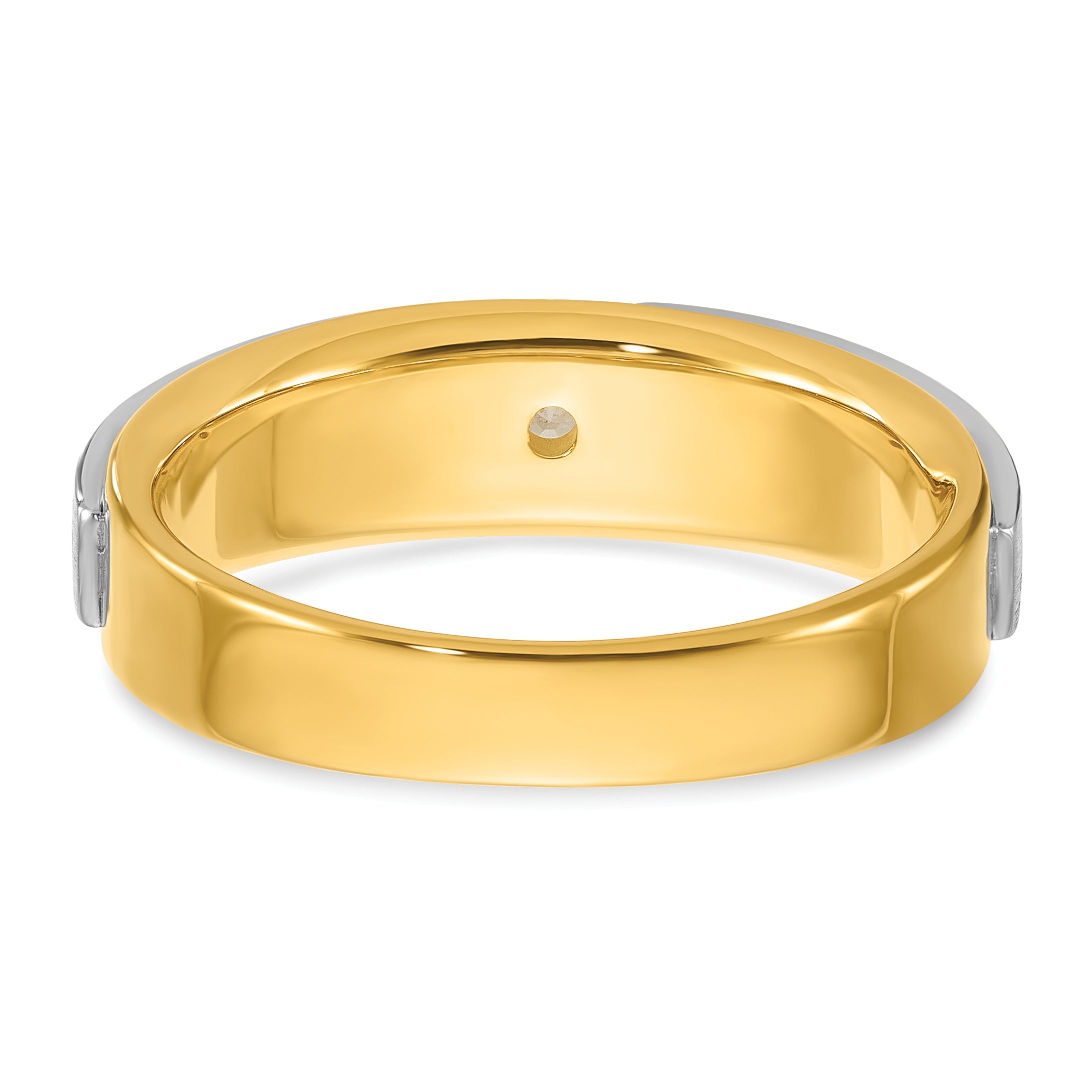 14k Two-tone 1/15 carat Lab Grown Diamond VS/SI+ G+ Complete Polished and Satin Men's Band