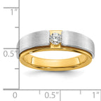 14k Two-tone 1/15 carat Lab Grown Diamond VS/SI+ G+ Complete Polished and Satin Men's Band