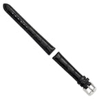 Black Crocodile-Grain Leather Watch Band in Silver-Tone Buckle - Sophia Jewelers