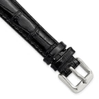 Crocodile-Grain Chronograph Watch Band in Black Leather, 17mm