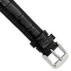 Crocodile-Grain Chronograph Watch Band in Black Leather, 17mm
