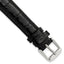 Black Crocodile-Grain Leather Watch Band with Silver-Tone Buckle 16mm