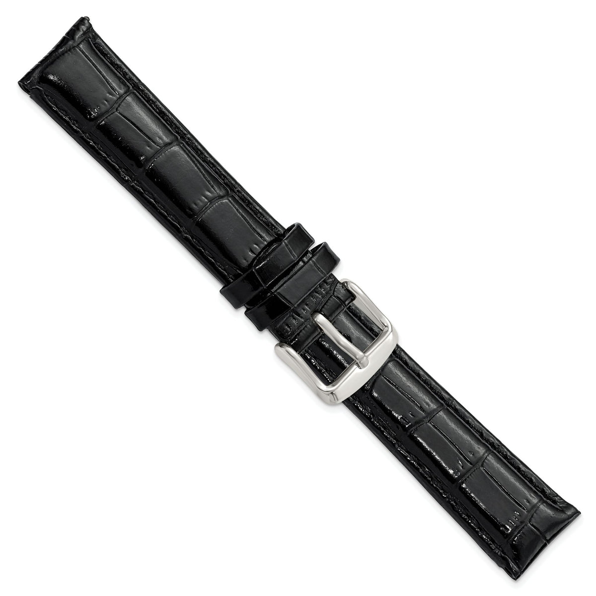 Crocodile Grain Leather Watch Band in Black, 18mm - Sophia Jewelers