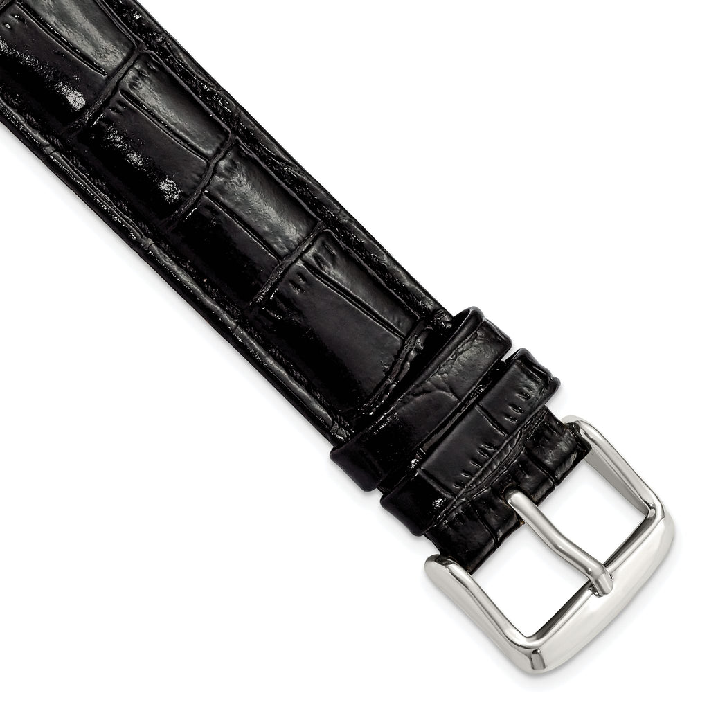 Crocodile Grain Leather Watch Band in Black, 18mm - Sophia Jewelers
