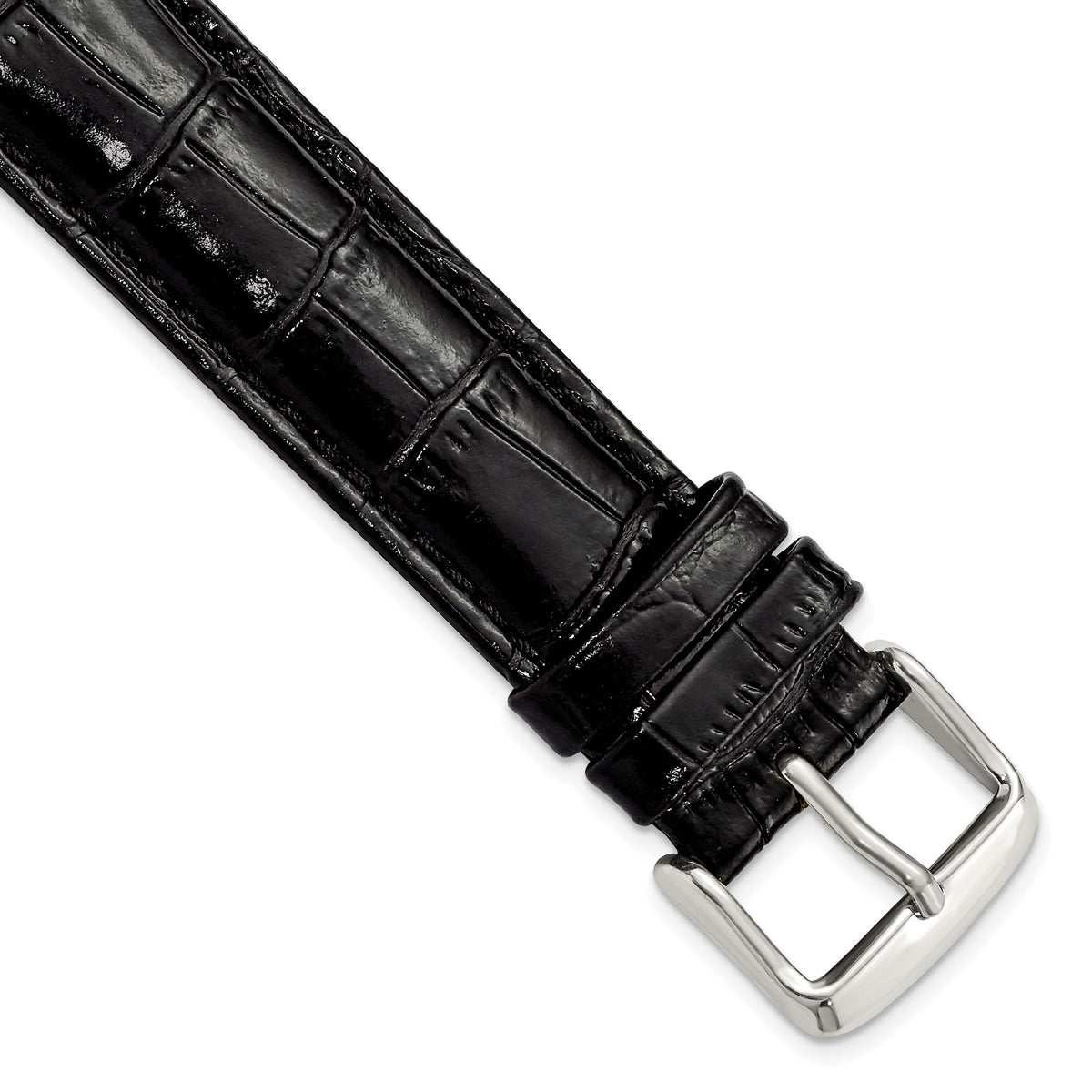 Crocodile Grain Leather Watch Band in Black, 18mm - Sophia Jewelers