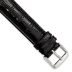 Crocodile Grain Leather Watch Band in Black, 18mm