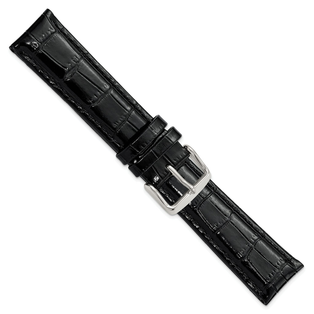 Crocodile Grain Leather Watch Band in Black, 18mm - Sophia Jewelers