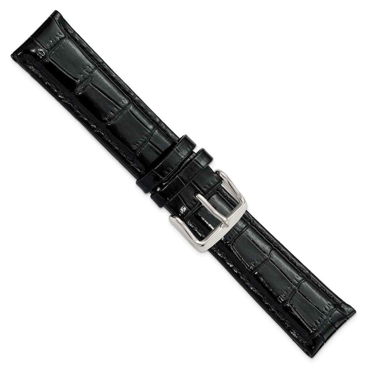 Crocodile Grain Leather Watch Band in Black, 18mm - Sophia Jewelers