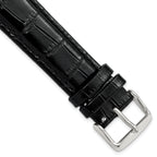 Crocodile-Grain Chronograph Watch Band in Black Leather, 17mm