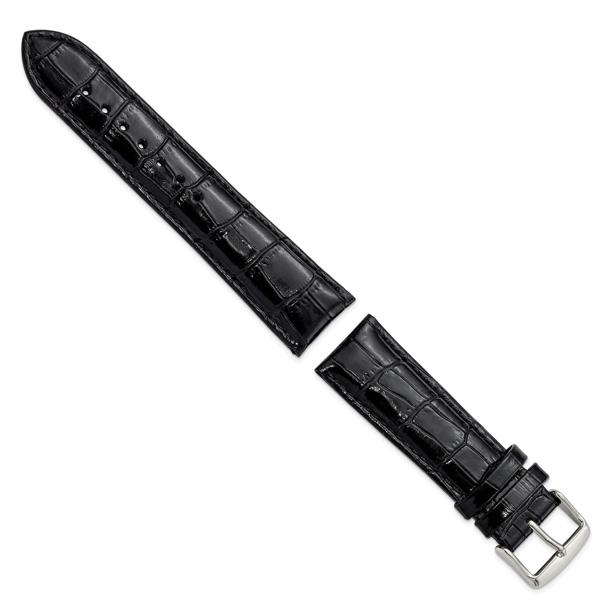 Black Crocodile-Grain Chronograph Watch Band in Leather, 24mm - Sophia Jewelers