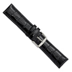 Black Crocodile-Grain Chronograph Watch Band in Leather, 24mm - Sophia Jewelers