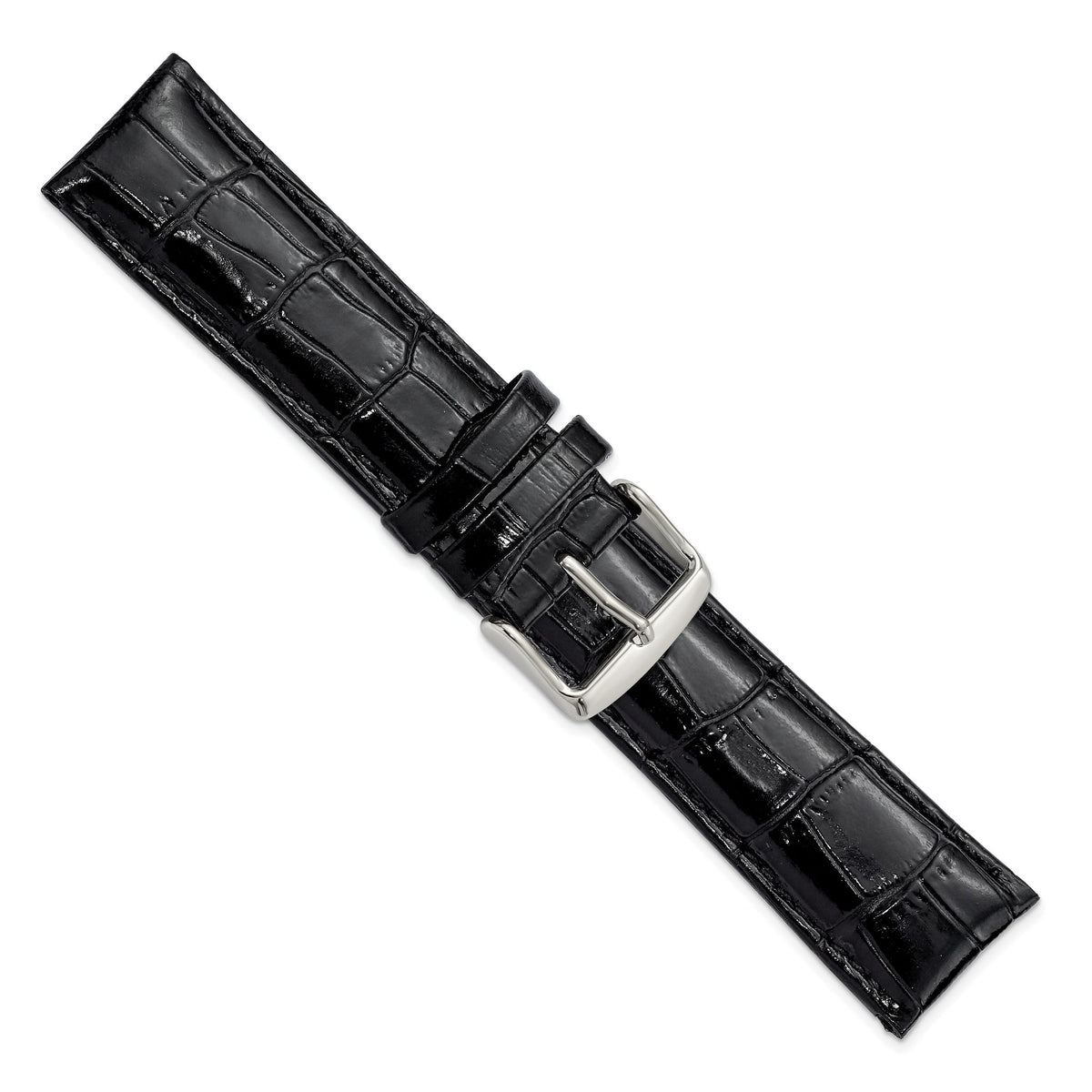 Black Crocodile-Grain Chronograph Watch Band in Leather, 24mm - Sophia Jewelers