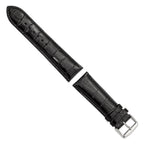 Black Crocodile-Grain Chronograph Watch Band in Leather, 24mm - Sophia Jewelers