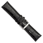 Black Crocodile-Grain Chronograph Watch Band in Leather, 24mm - Sophia Jewelers