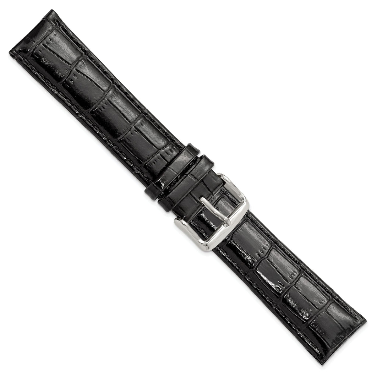 Crocodile Grain Leather Watch Band in Black, 18mm - Sophia Jewelers