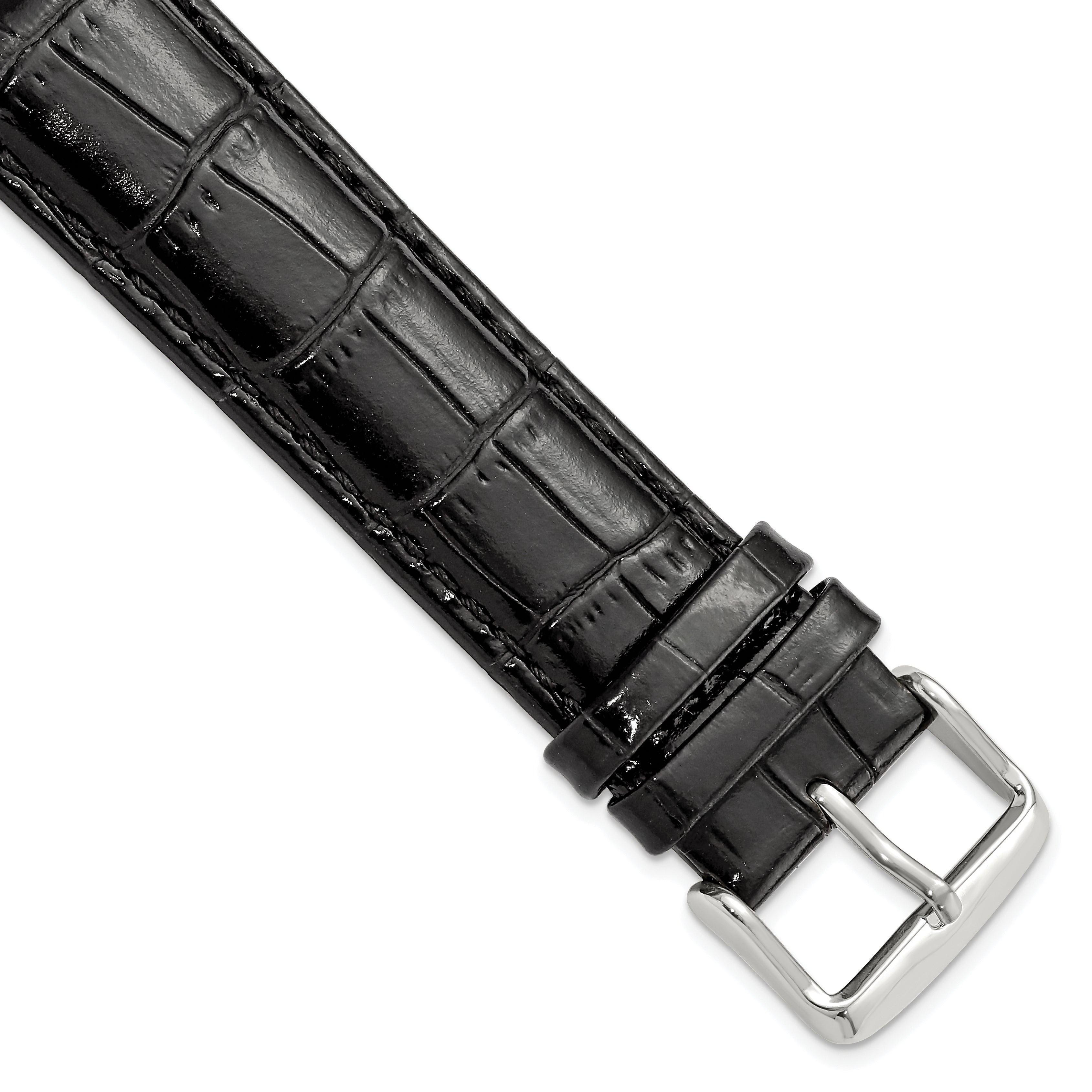 Crocodile Grain Leather Watch Band in Black, 18mm