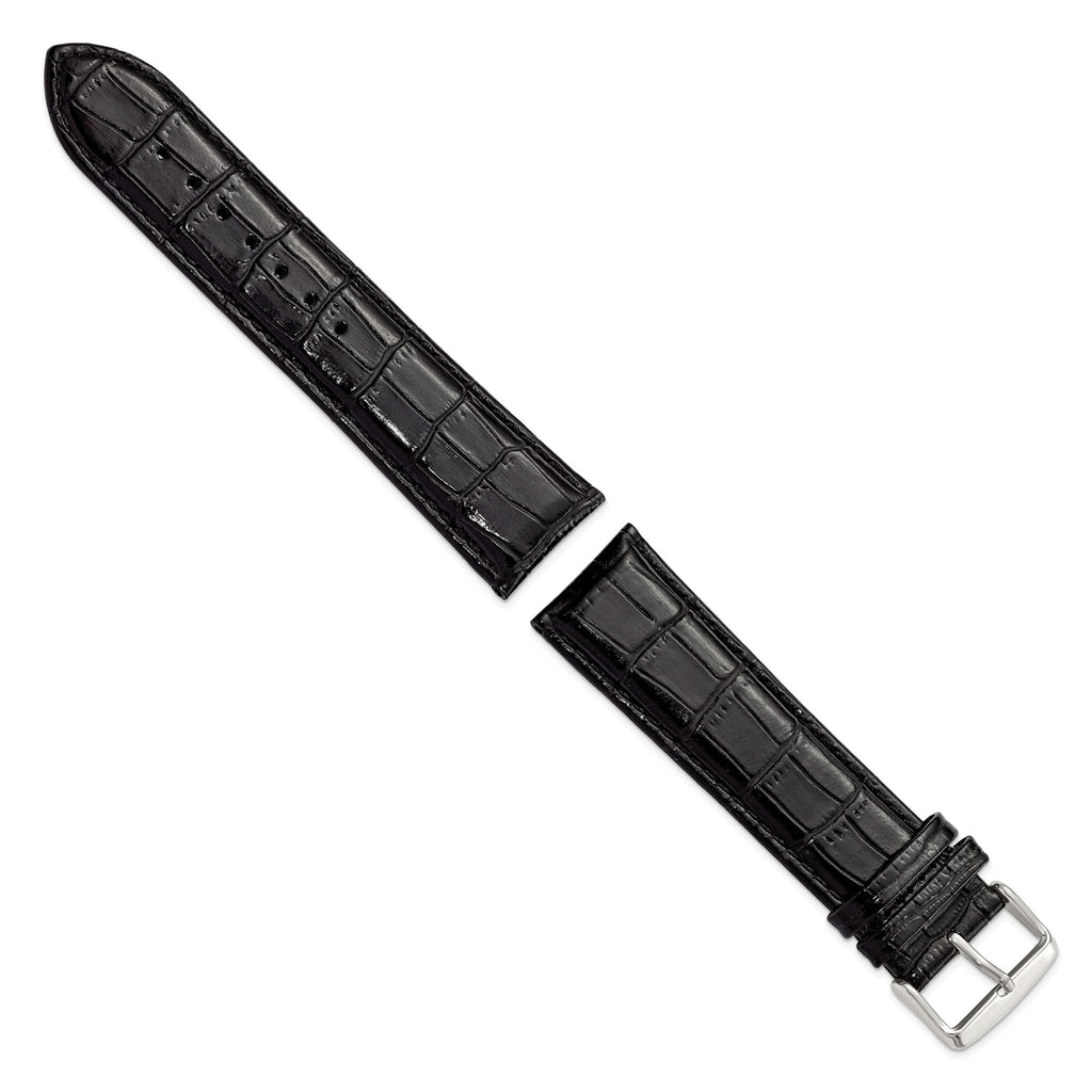 Crocodile Grain Leather Watch Band in Black, 18mm - Sophia Jewelers