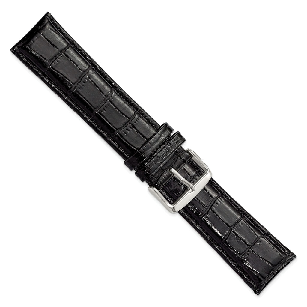 Crocodile Grain Leather Watch Band in Black, 18mm - Sophia Jewelers