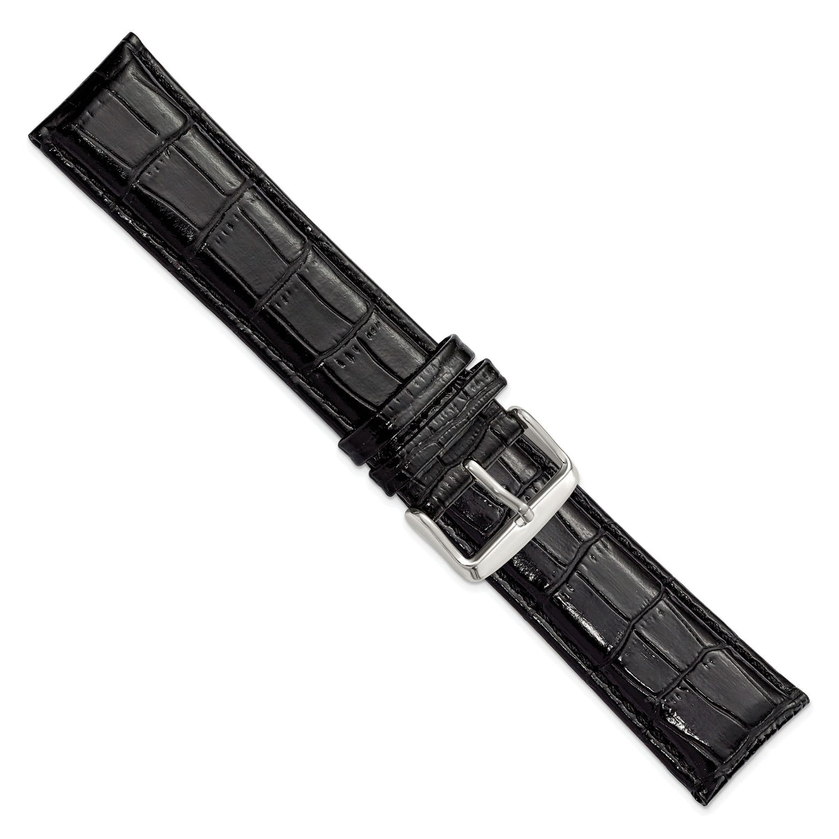 Crocodile Grain Leather Watch Band in Black, 18mm - Sophia Jewelers