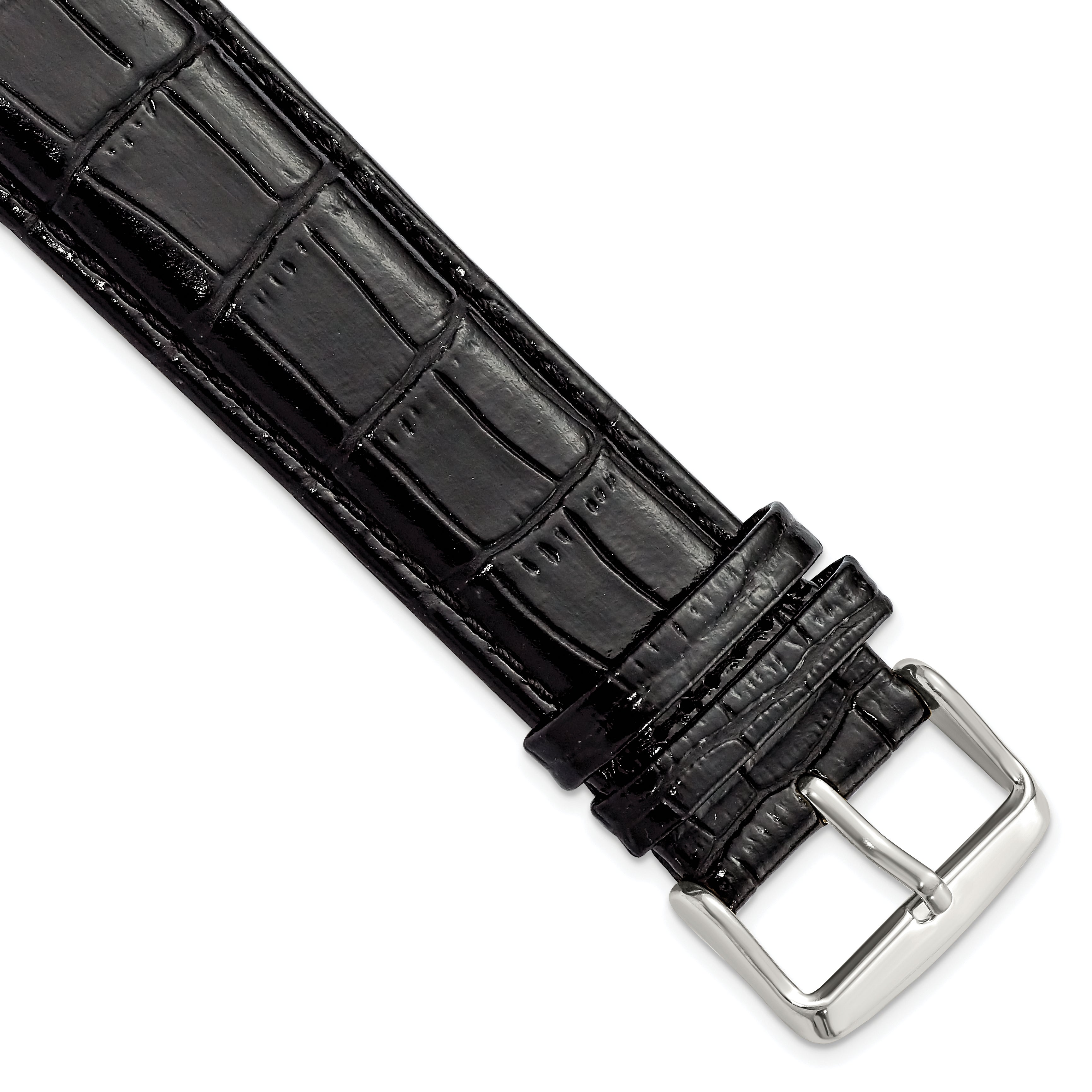 Crocodile Grain Leather Watch Band in Black, 18mm