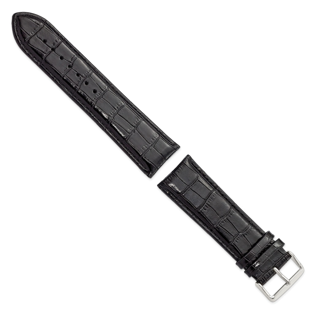 Crocodile Grain Leather Watch Band in Black, 18mm - Sophia Jewelers