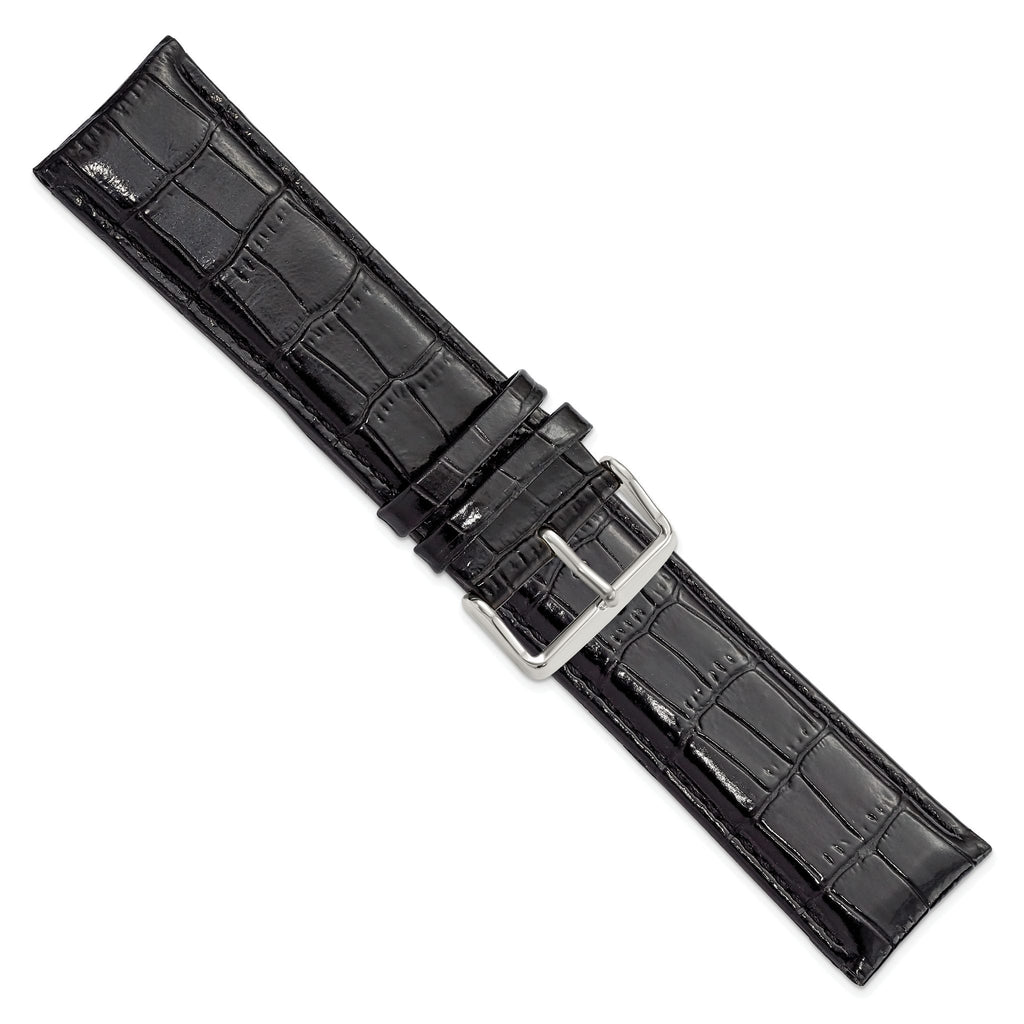 Crocodile Grain Leather Watch Band in Black, 18mm - Sophia Jewelers