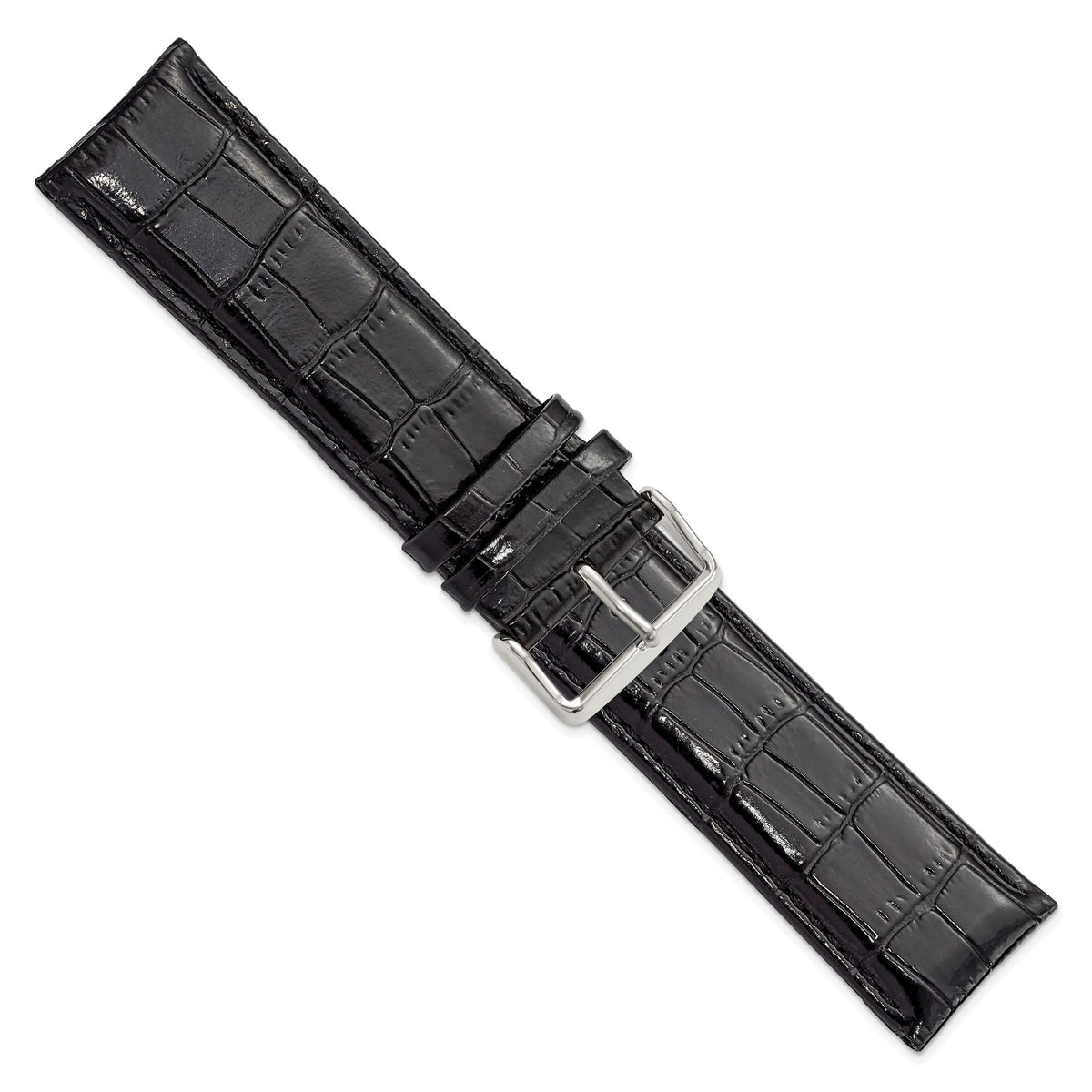 Crocodile Grain Leather Watch Band in Black, 18mm - Sophia Jewelers
