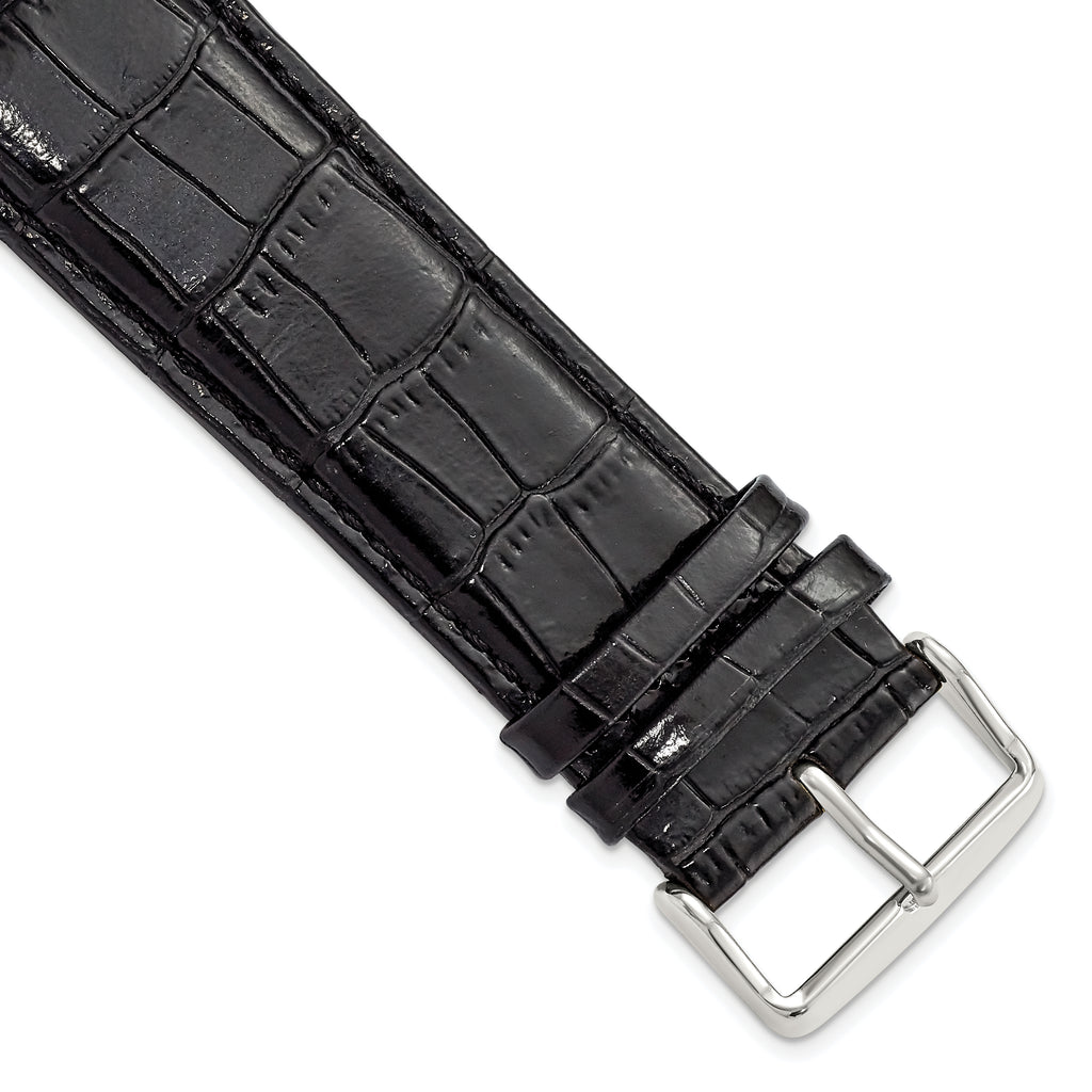 Crocodile Grain Leather Watch Band in Black, 18mm