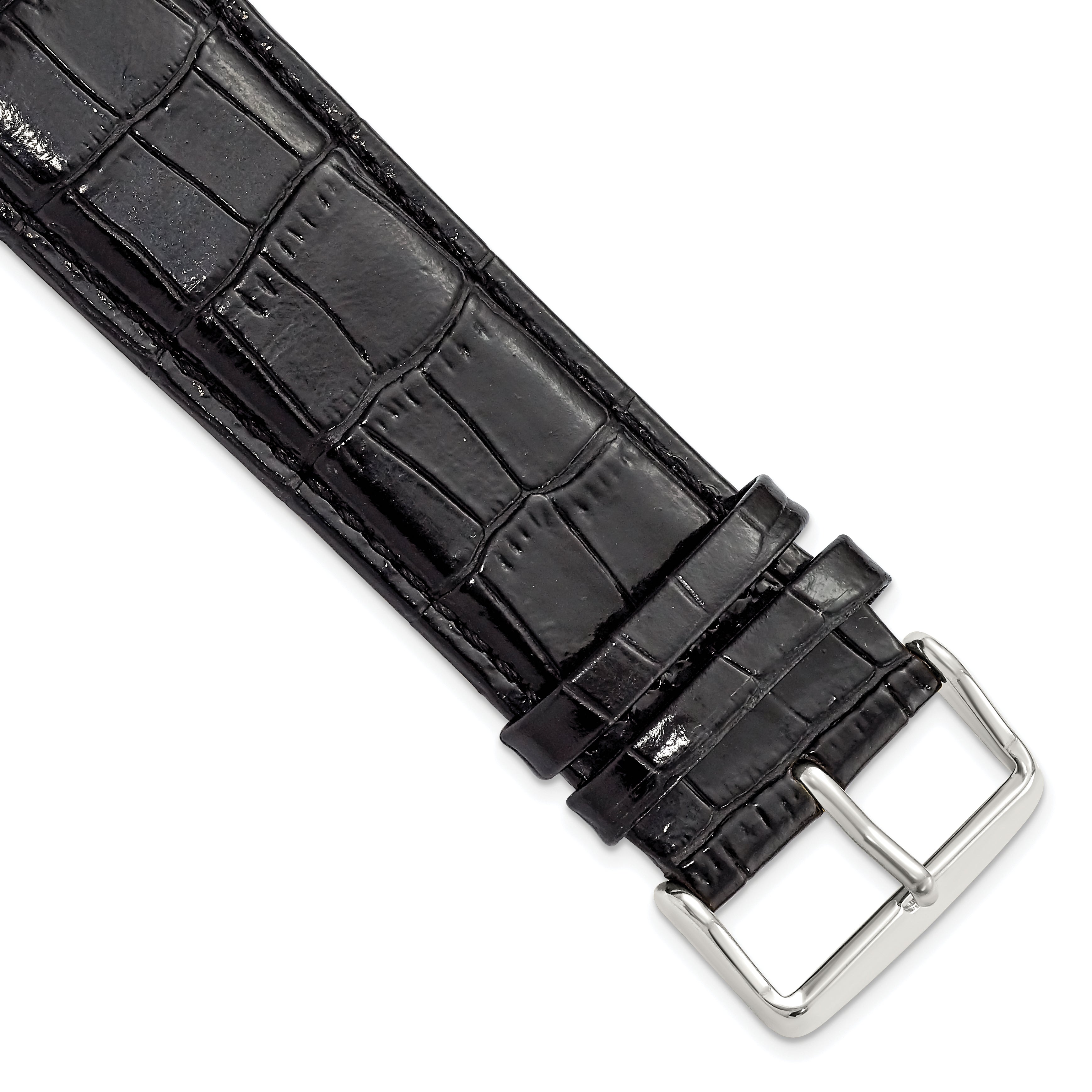 Crocodile Grain Leather Watch Band in Black, 18mm