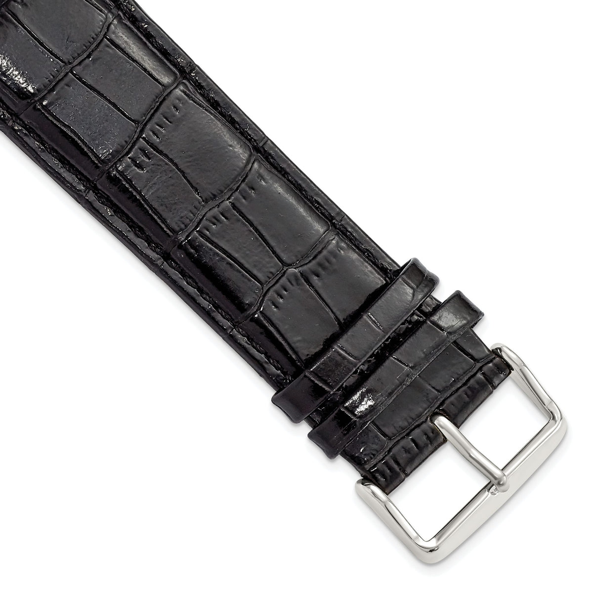 Crocodile Grain Leather Watch Band in Black, 18mm - Sophia Jewelers