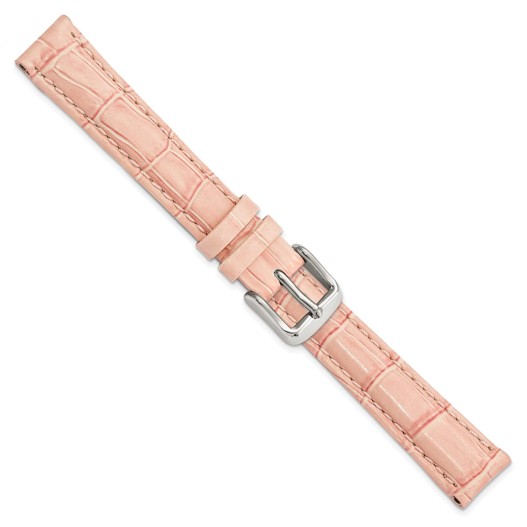 Pink Crocodile-Grain Leather Watch Band, 14mm - Sophia Jewelers