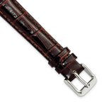Crocodile-Grain Chronograph Watch Band in Dark Brown Leather, 14mm
