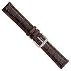 Crocodile-Grain Chronograph Watch Band in Dark Brown Leather, 16mm - Sophia Jewelers
